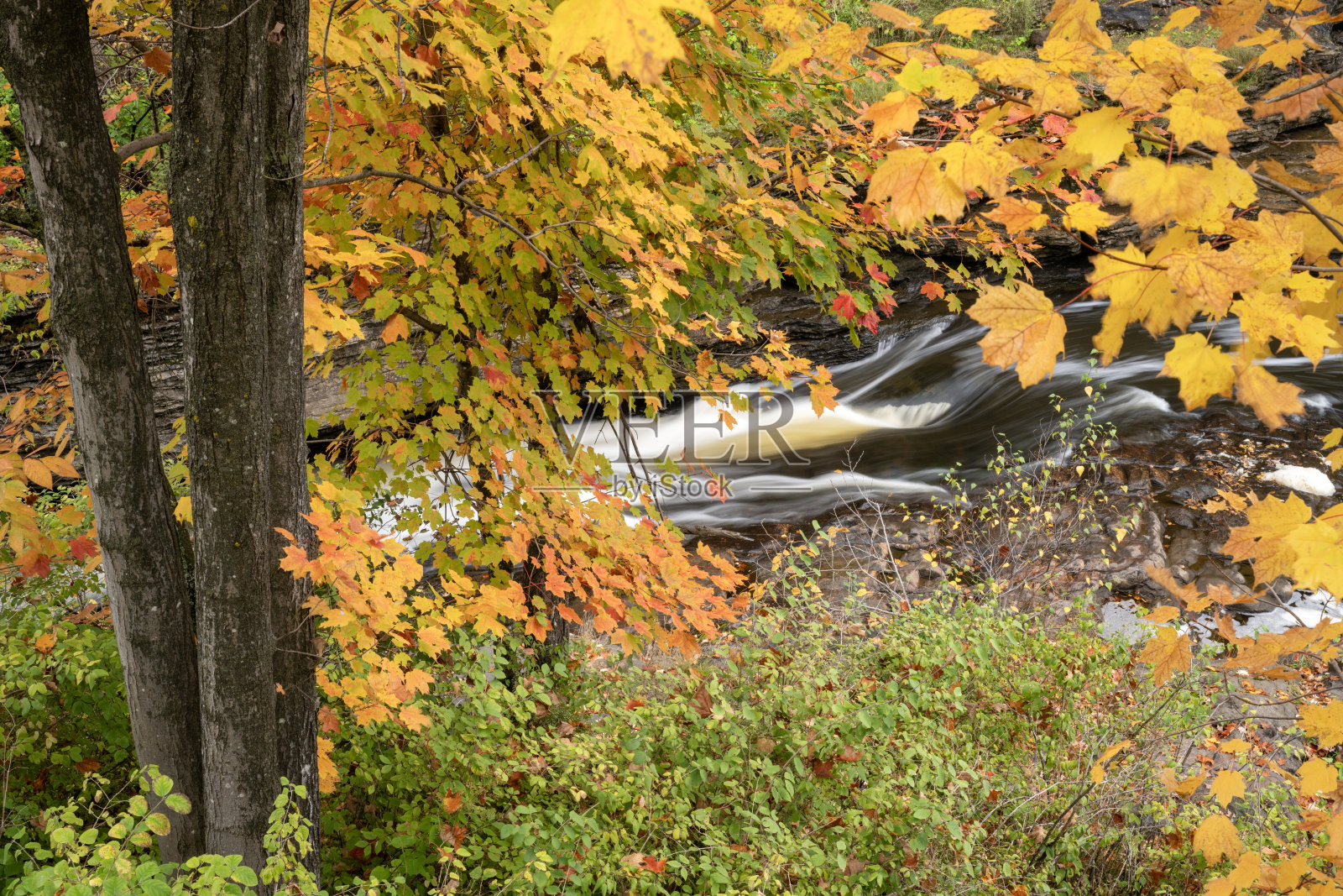 秋天的圣查尔斯河瀑布照片摄影图片
