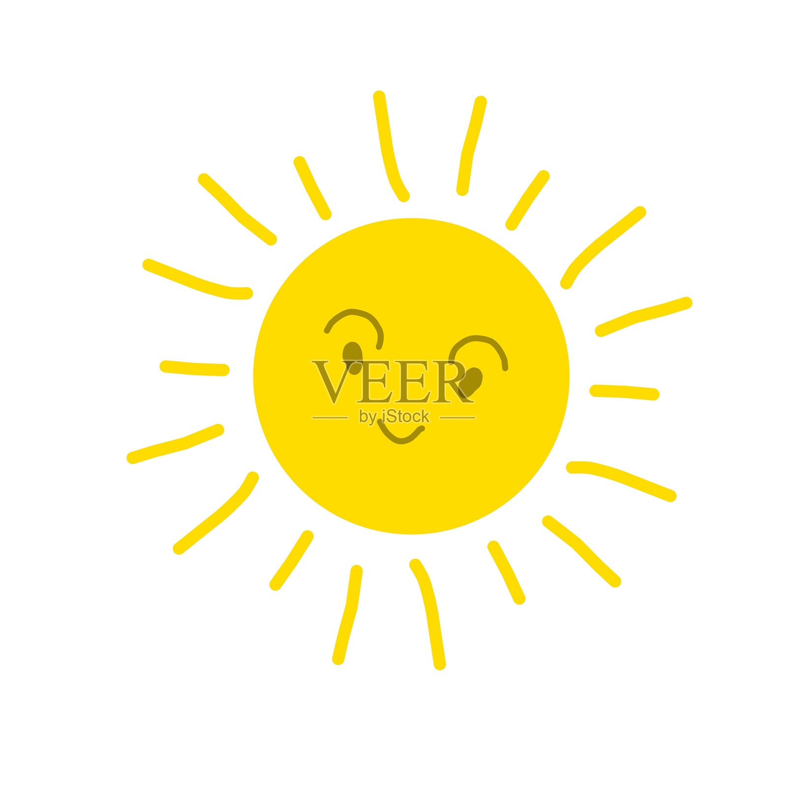 手绘太阳图标矢量图。阳光明媚的夏季元素插画图片素材