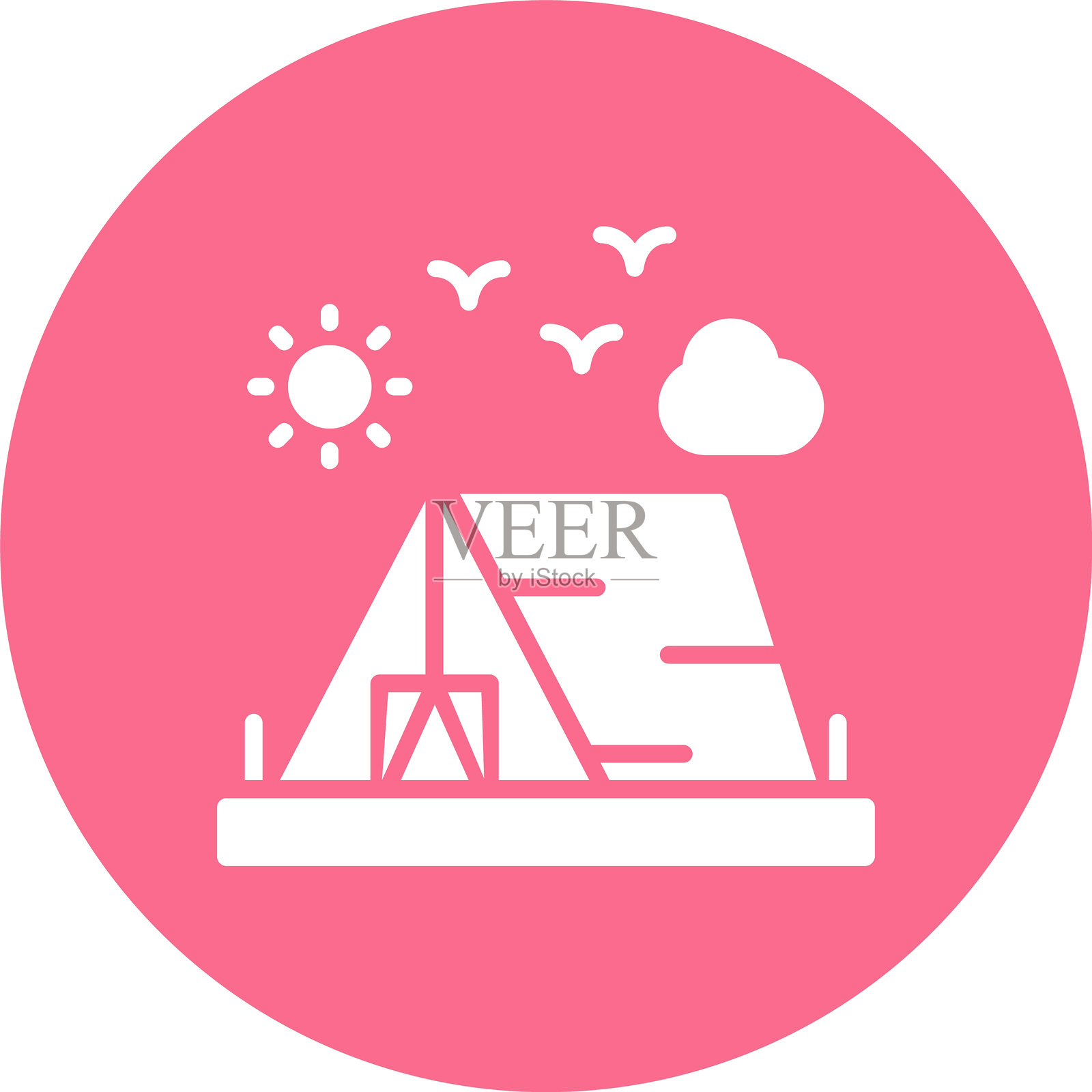 露营图标多彩圆圈插画图片素材