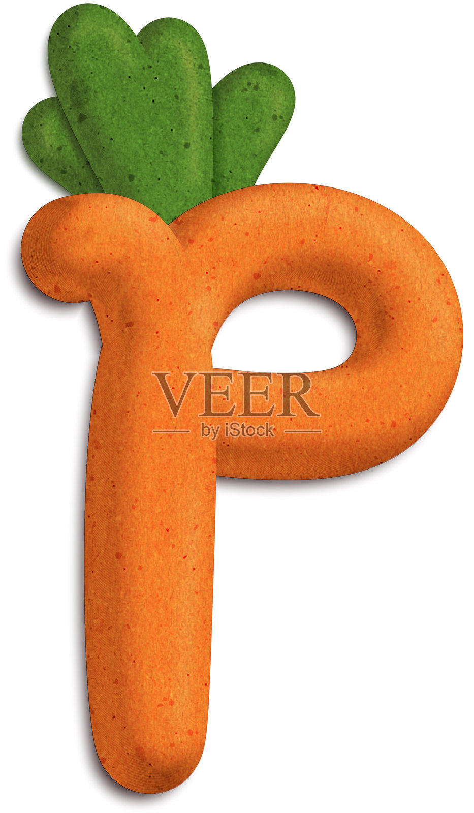 3D胡萝卜字母p字体 彩色字母插画图片素材