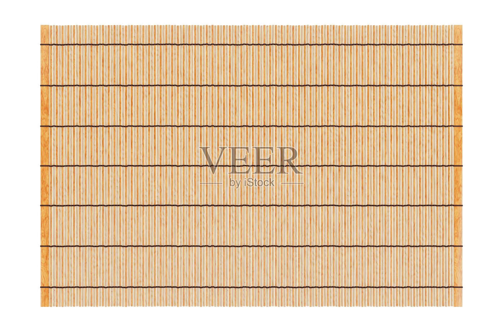 食品竹制卷帘垫的俯视图。3D渲染。照片摄影图片