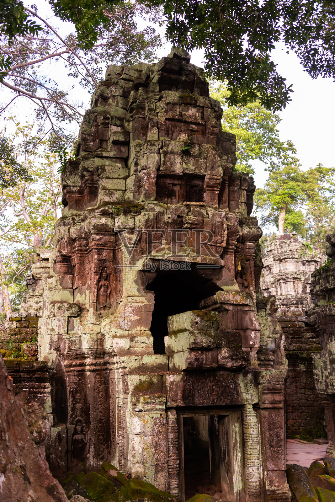 吴哥通,柬埔寨丛林中的古老寺庙遗址照片摄影图片