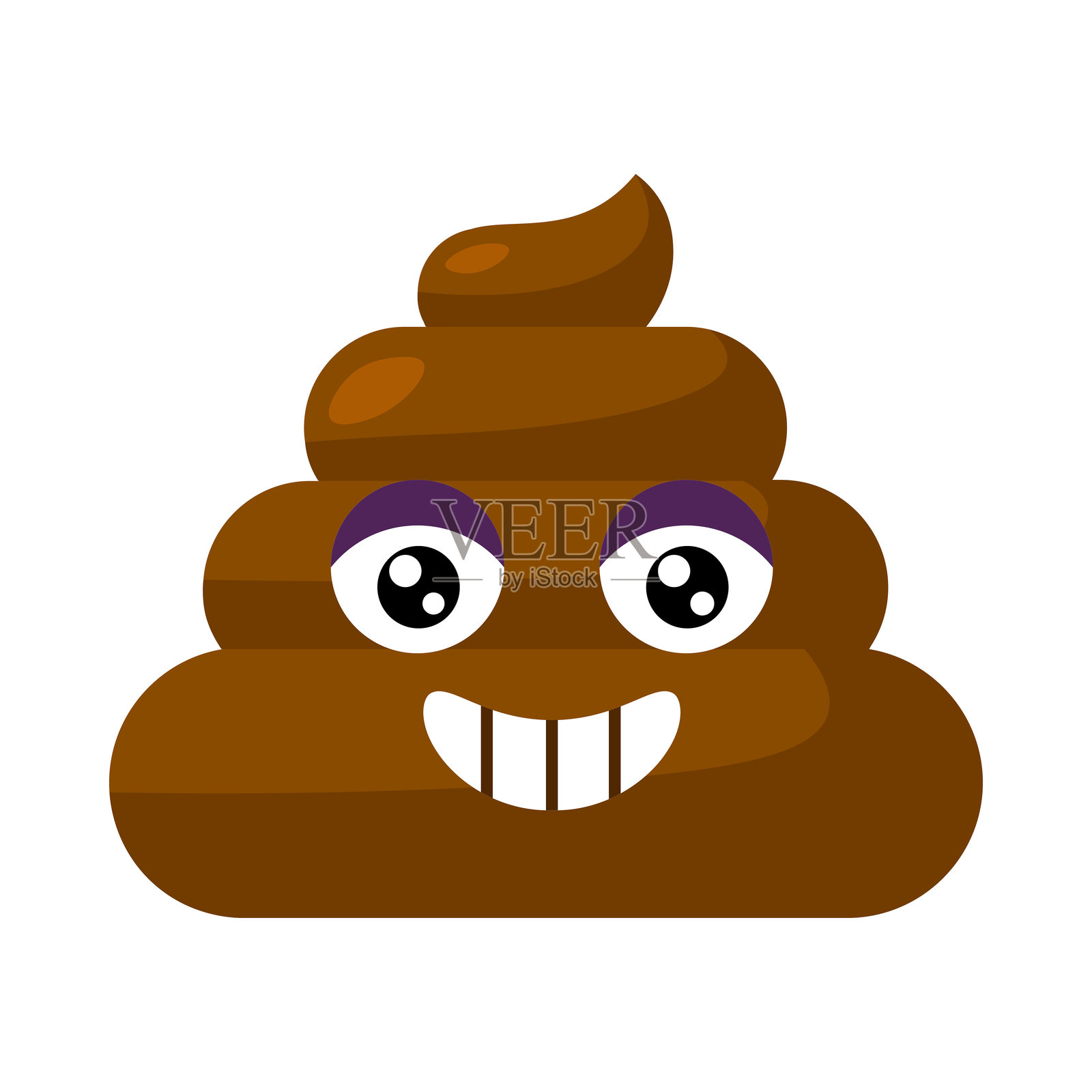 笑着的张嘴微笑表情符号便便插画图片素材