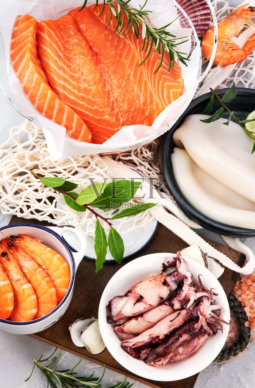 新鲜海鲜拼盘照片摄影图片