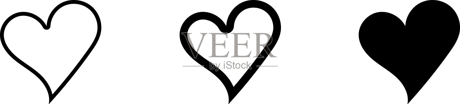 心形矢量集合 - 爱的符号图标集。插画图片素材