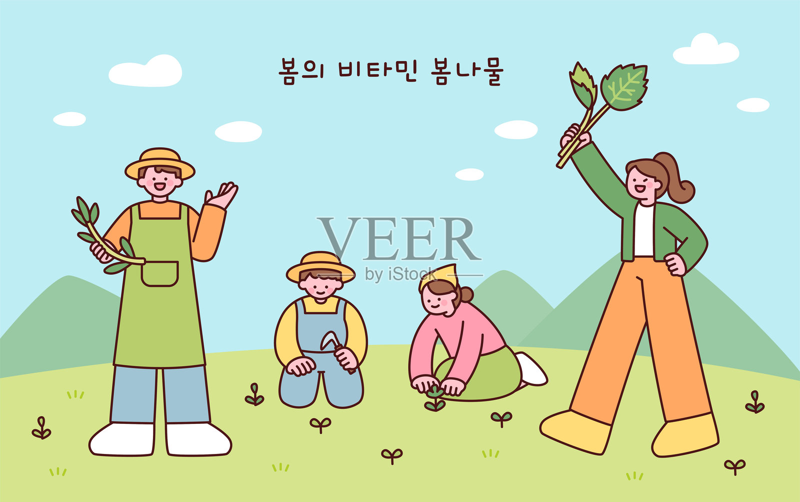 韩国春季蔬菜食材插画图片素材