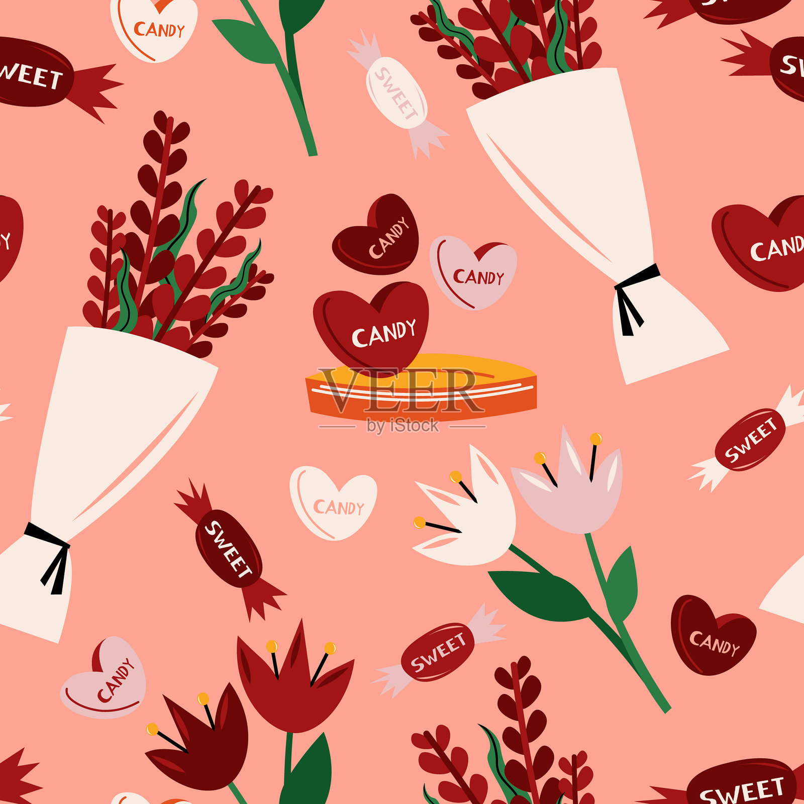 情人节无缝图案插图插画图片素材