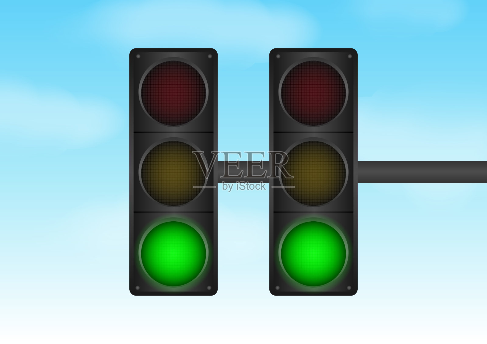 绿灯的交通信号灯。插画图片素材