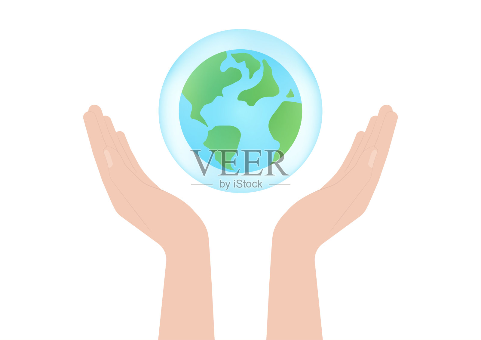 节水或拯救世界的概念。手握水滴与地球。世界水日和环境日。插画图片素材