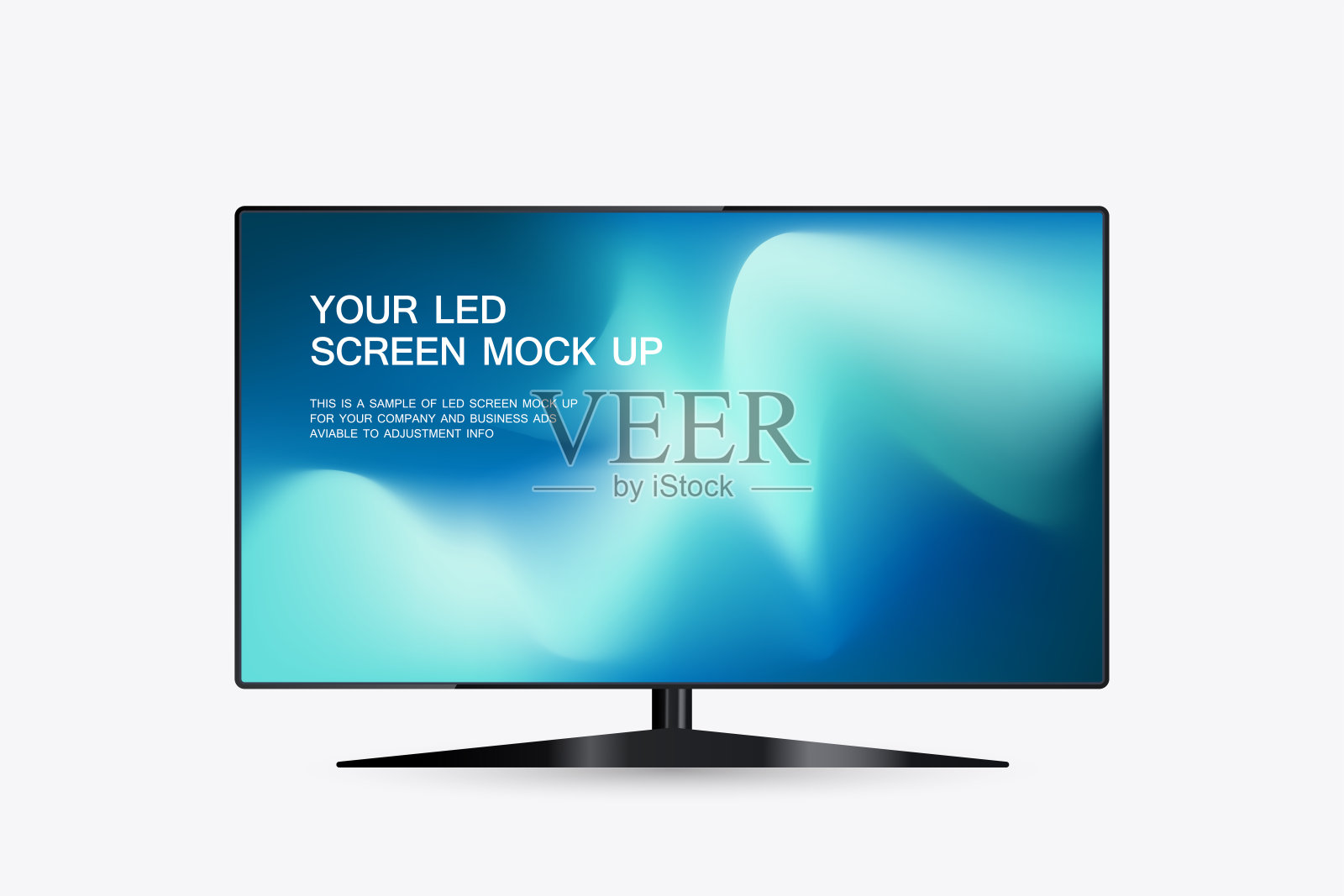 带渐变蓝色屏幕的悬挂LED电视屏幕模型。3D技术LED电视屏幕模型,可编辑的LED矢量插图。插画图片素材