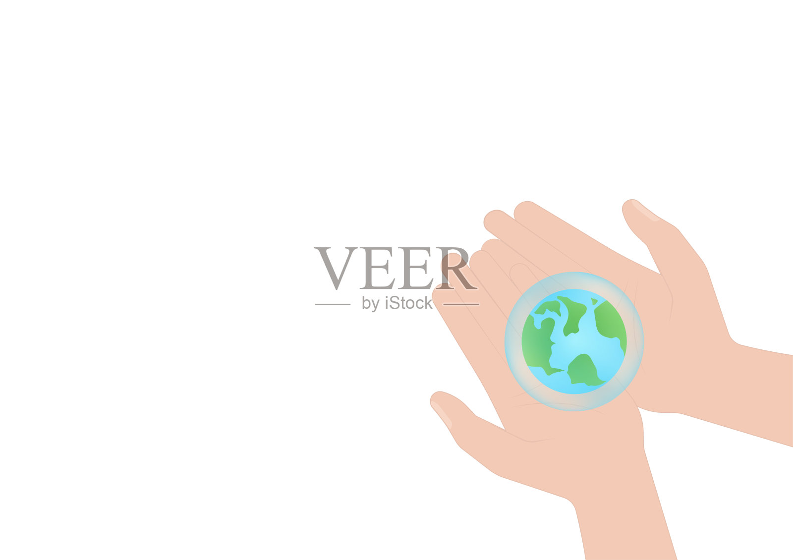 节水或拯救世界的概念。手握水滴与地球。世界水日和环境日。插画图片素材