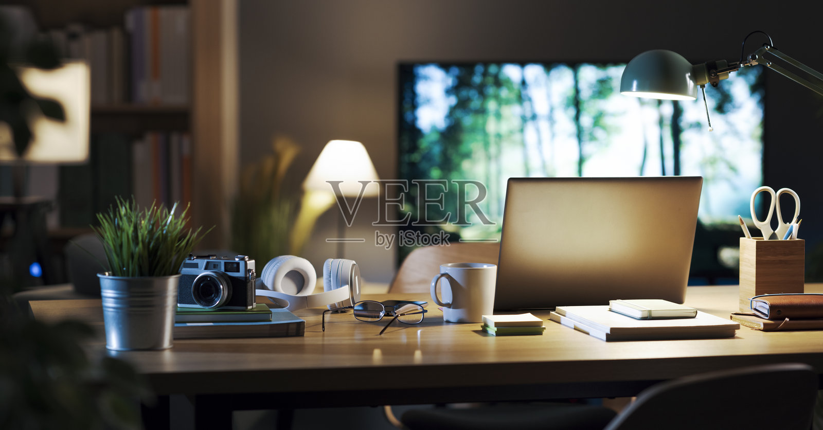 现代家居办公室与书桌照片摄影图片