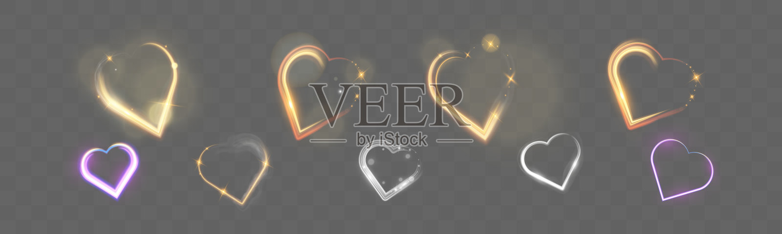 发光的心形图案。插画图片素材