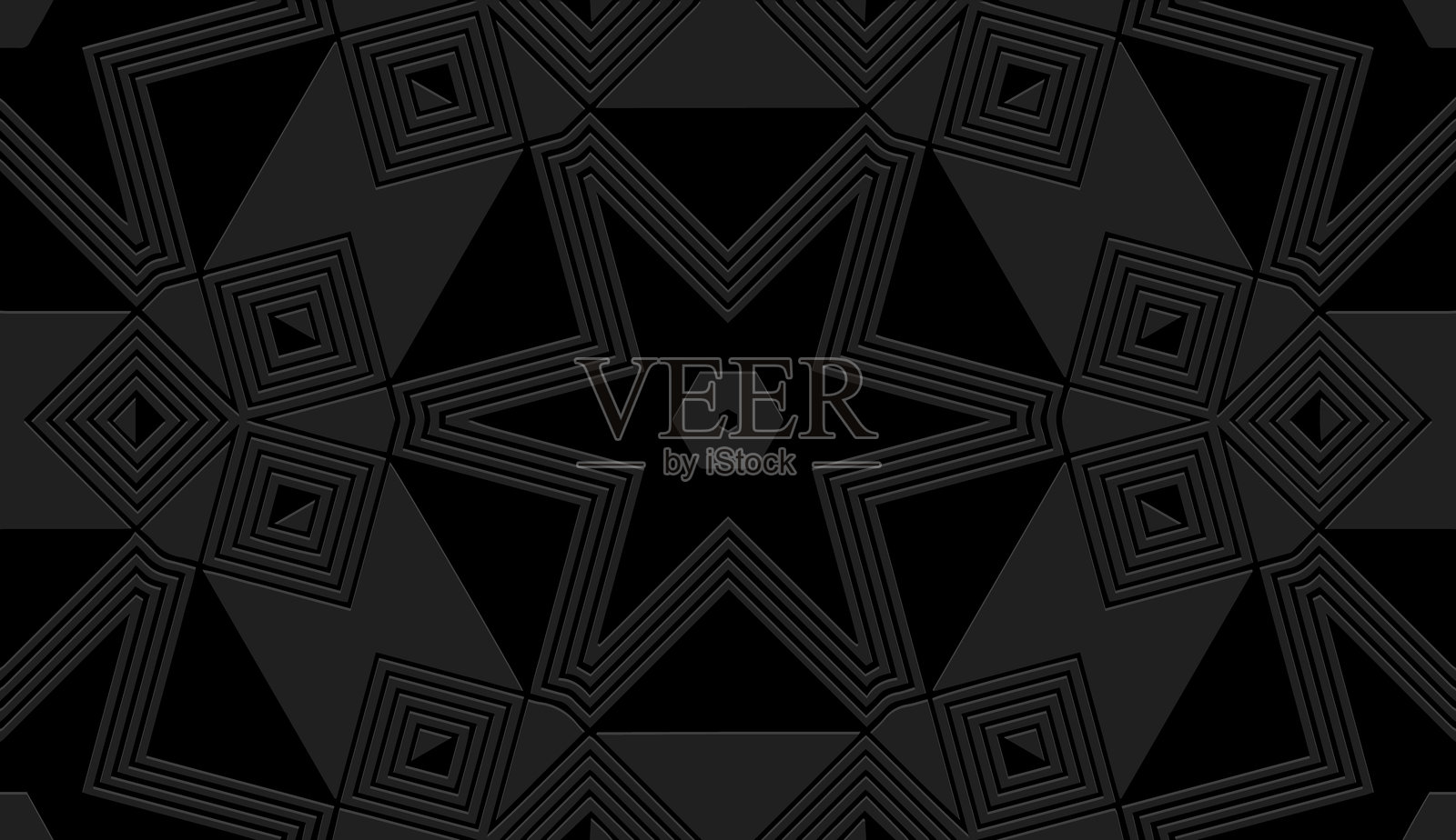 黑色几何背景,部落风格封面设计,横幅。创意3D图案,浮雕效果。民族纹理,浮雕装饰,阿拉伯花纹,东方曼陀罗,亚洲,印度,墨西哥,阿兹特克。插画图片素材
