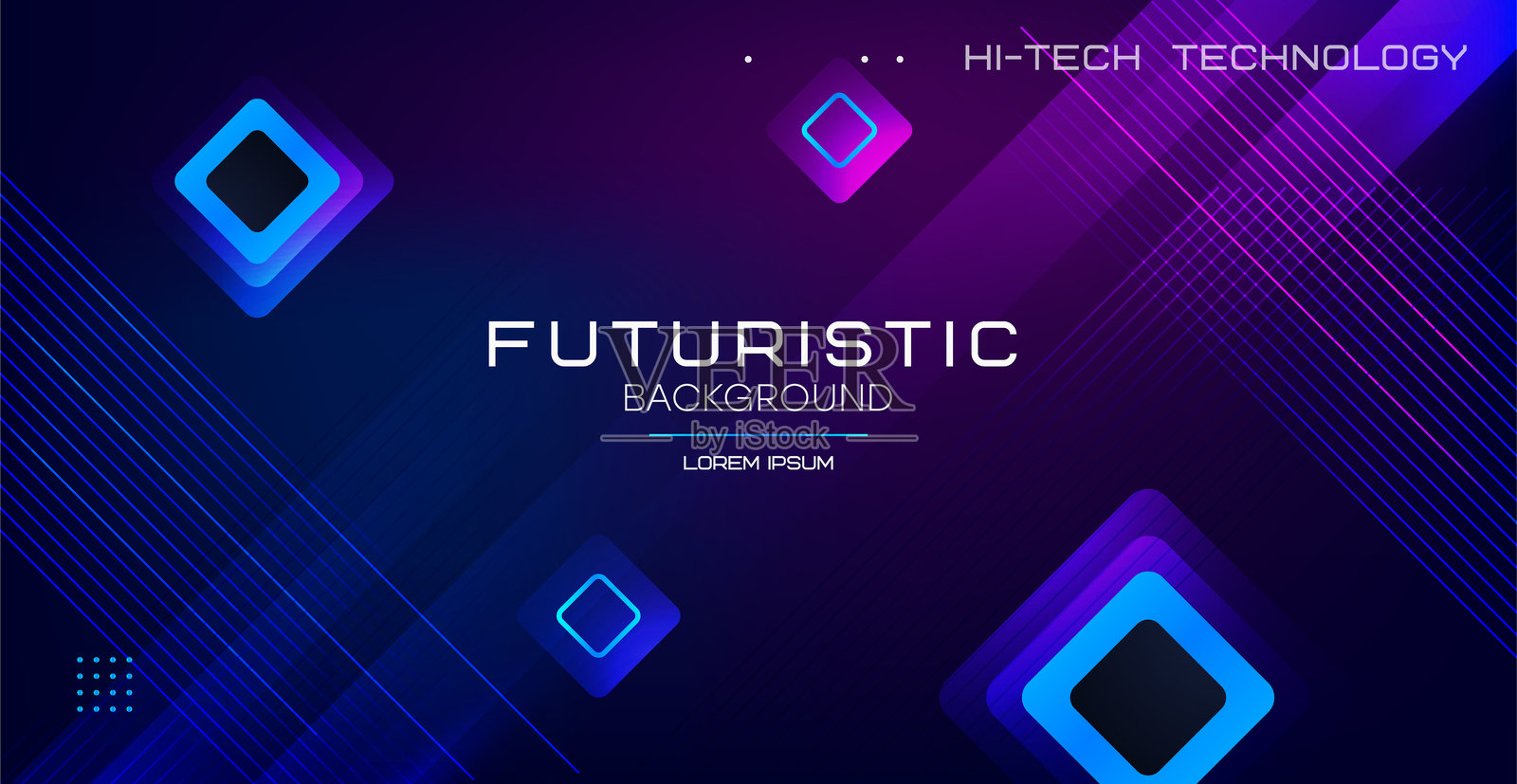 抽象的未来科技。带有动态线条和方块的抽象背景。插画图片素材