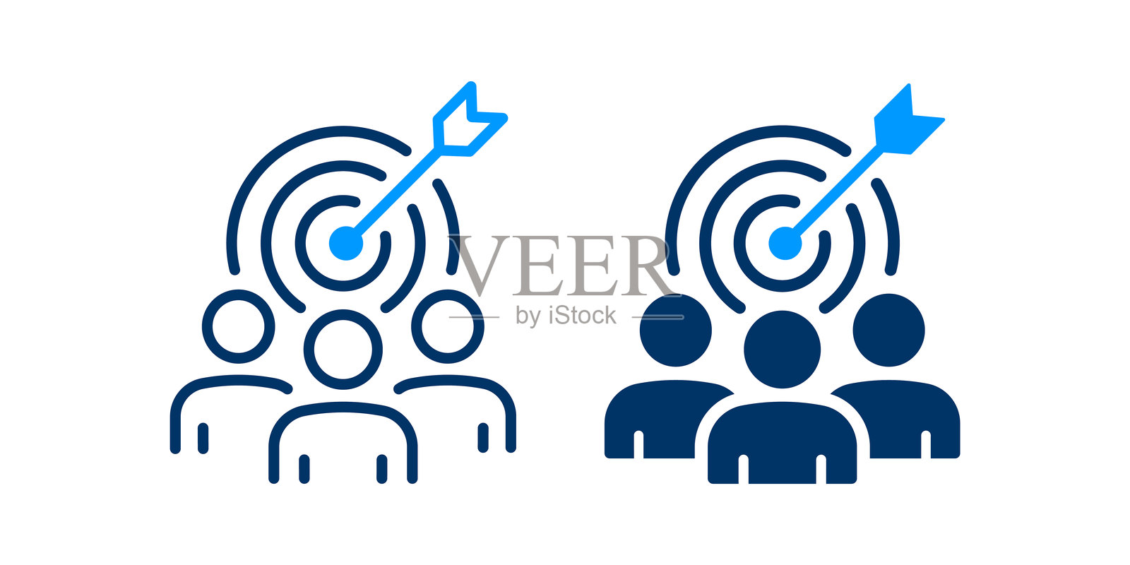 白色背景上的团队目标图标。矢量插图。插画图片素材