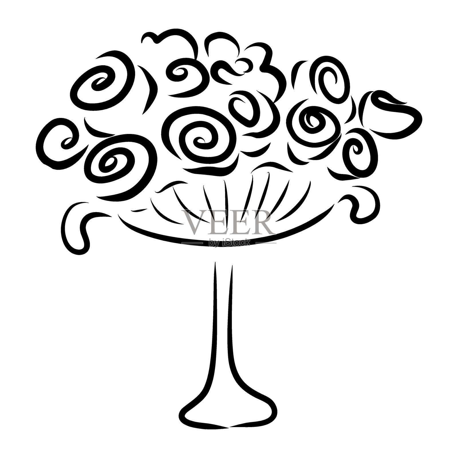 艺术手绘花瓶与花朵,花瓶涂鸦,奇幻花瓶插画图片素材