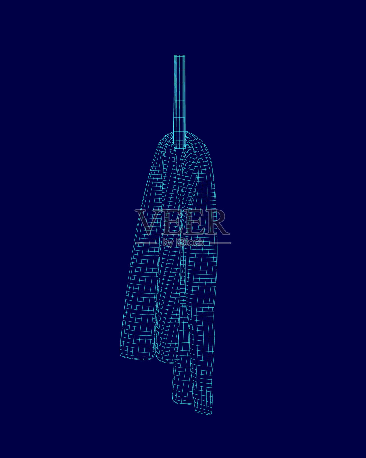 蓝色毛巾挂在钩子上。毛巾很长,带有蓝色图案。插画图片素材