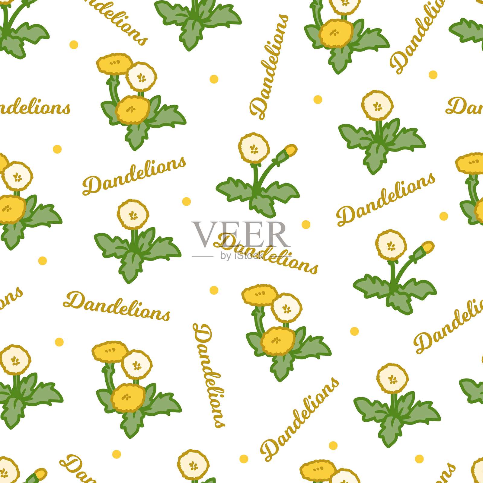 奇幻花卉卡通蒲公英野生自然插画图片素材