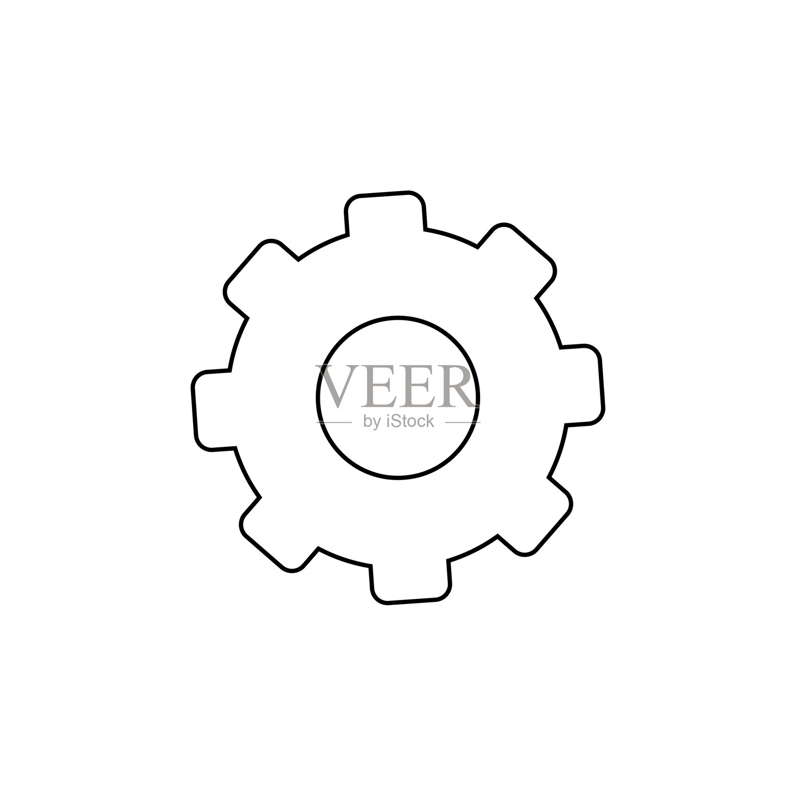代表设置、配置或技术优化的黑色齿轮符号轮廓插画图片素材