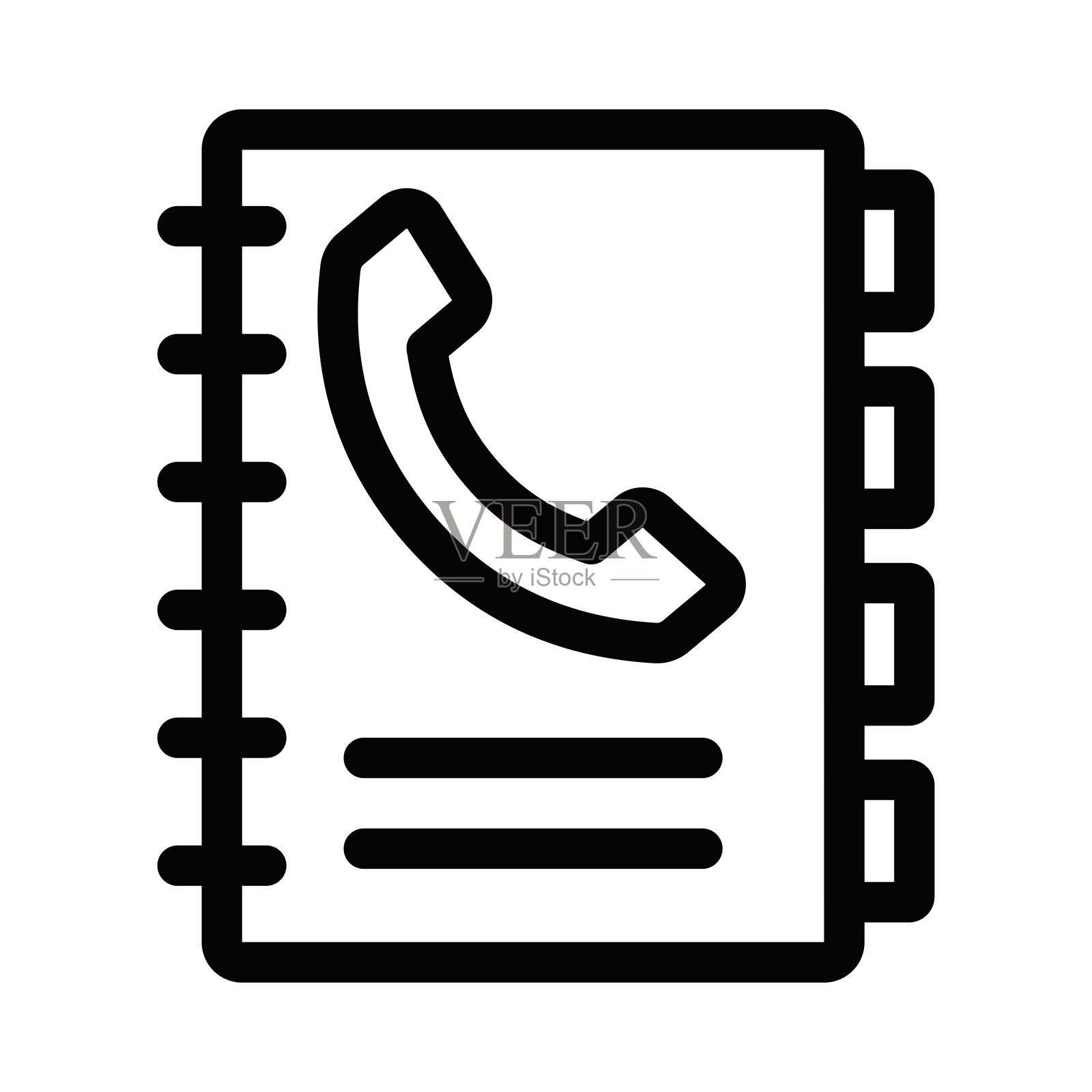 电话簿图标,简单轮廓矢量风格,可编辑线条。插画图片素材
