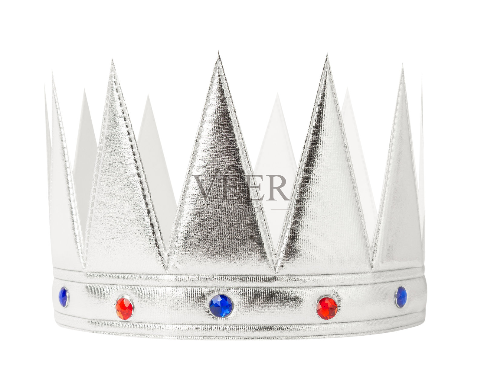 逼真的银色王冠,孤立在白色背景上,带有抠图路径照片摄影图片