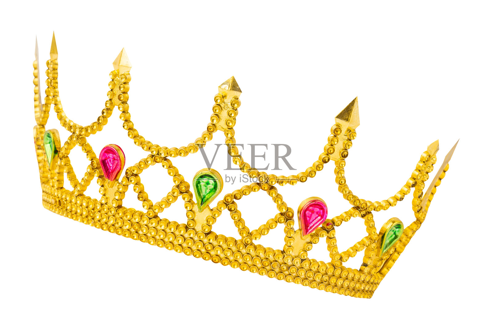 逼真的金色王冠,背景为白色,带有抠图路径照片摄影图片