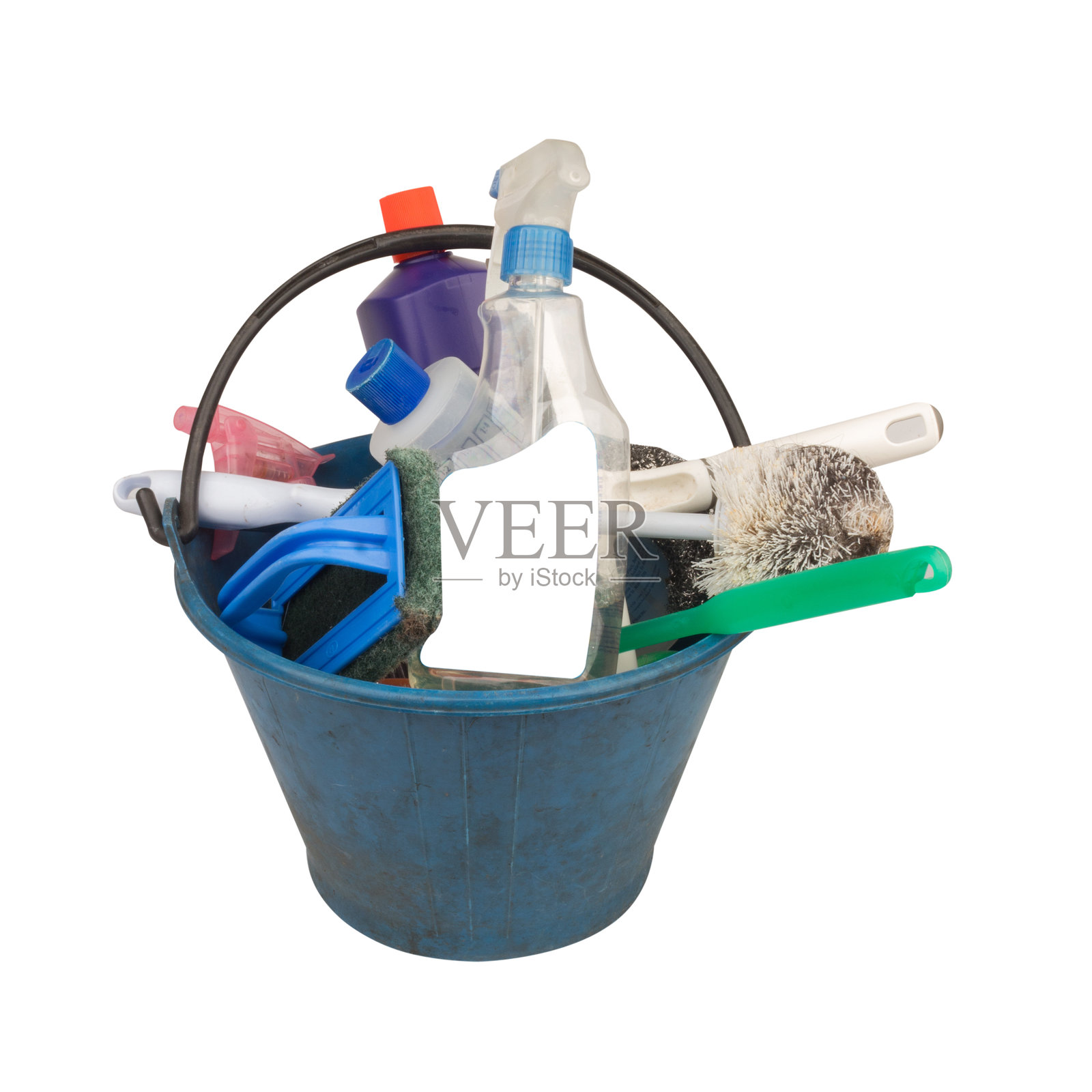 浴室清洁工具孤立在白色背景上照片摄影图片