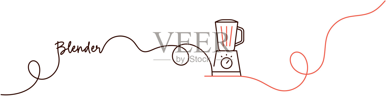 连续线条绘制的Blender图标。手绘符号矢量插图。插画图片素材