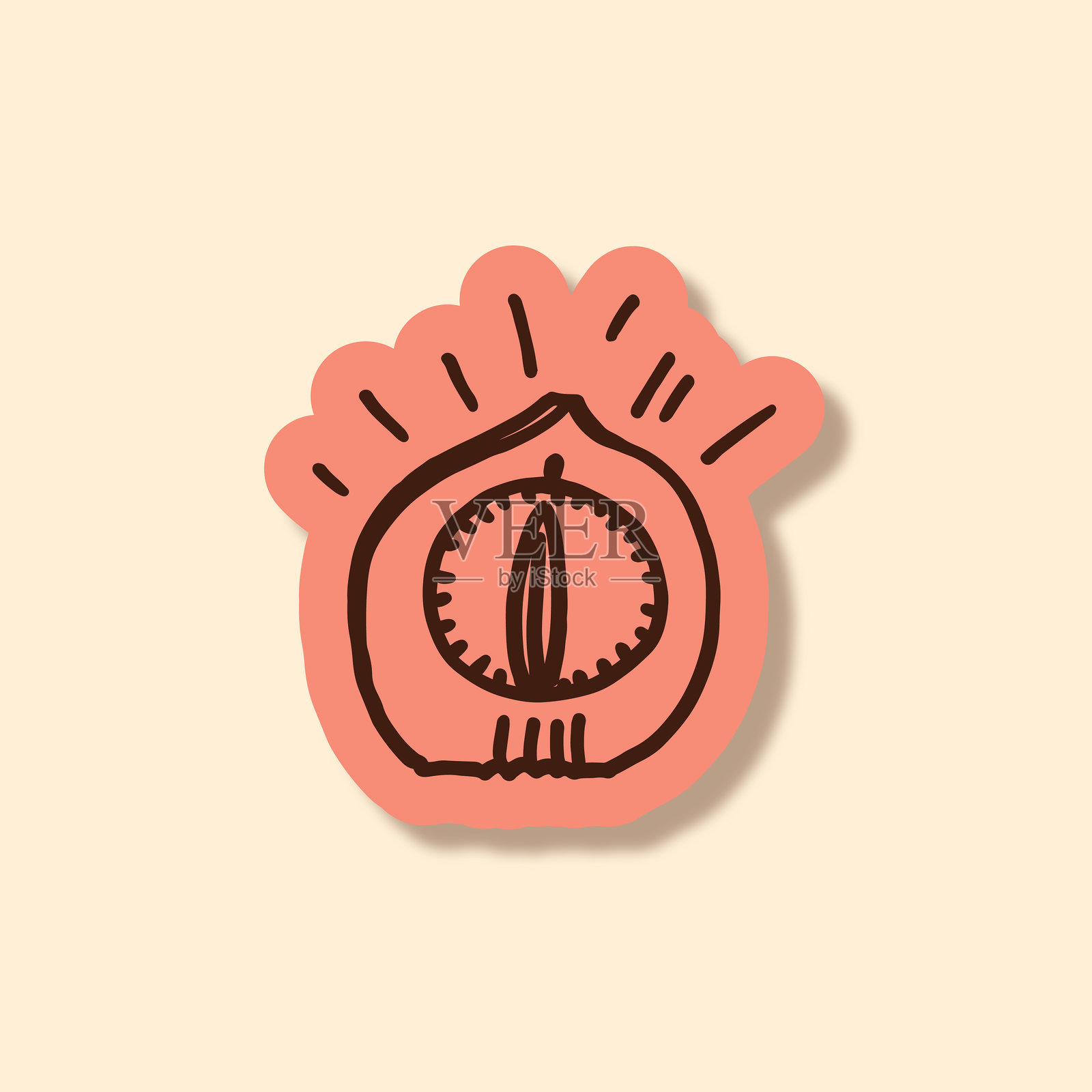 涂鸦风格的厨房计时器贴纸插画图片素材