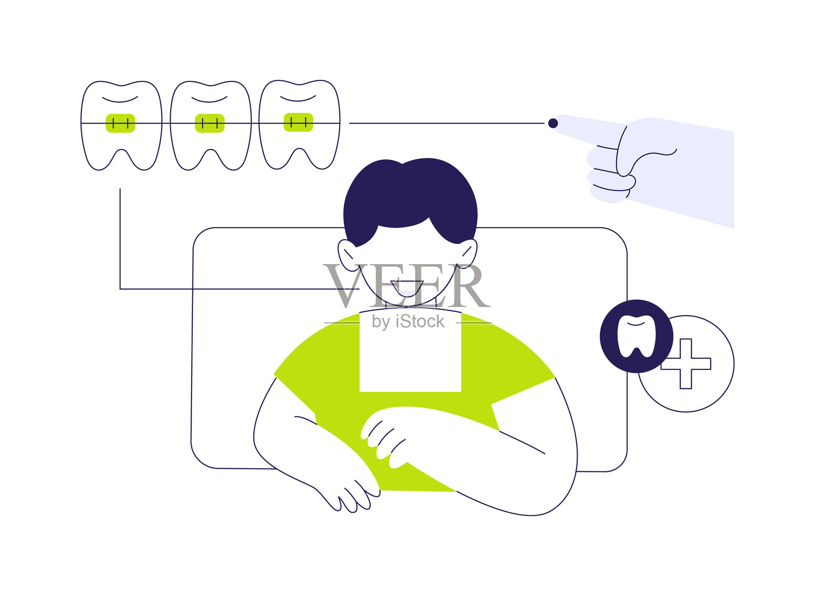 将括号放在抽象概念的矢量插图上。插画图片素材
