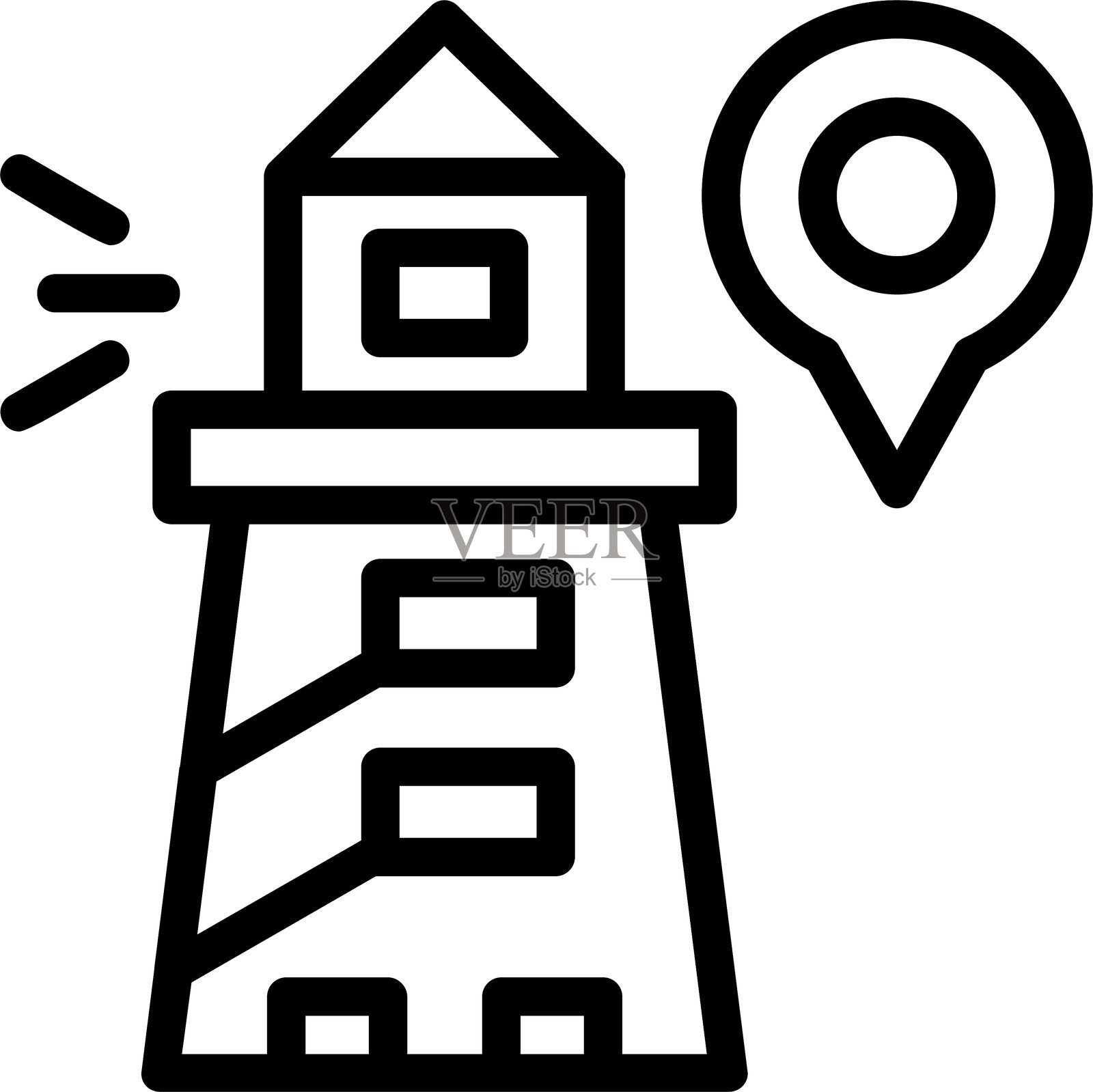 灯塔线性风格图标设计插画图片素材