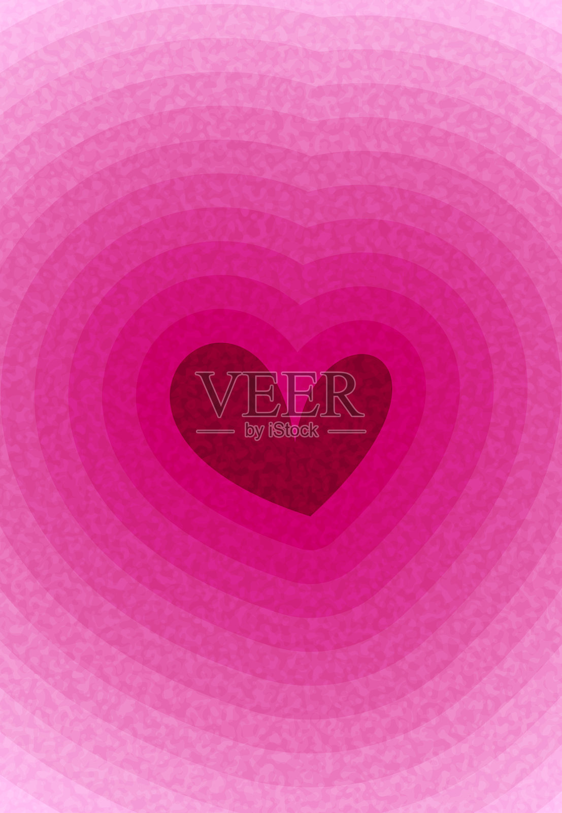 渐变粉色心形图案,带有纹理同心层次插画图片素材