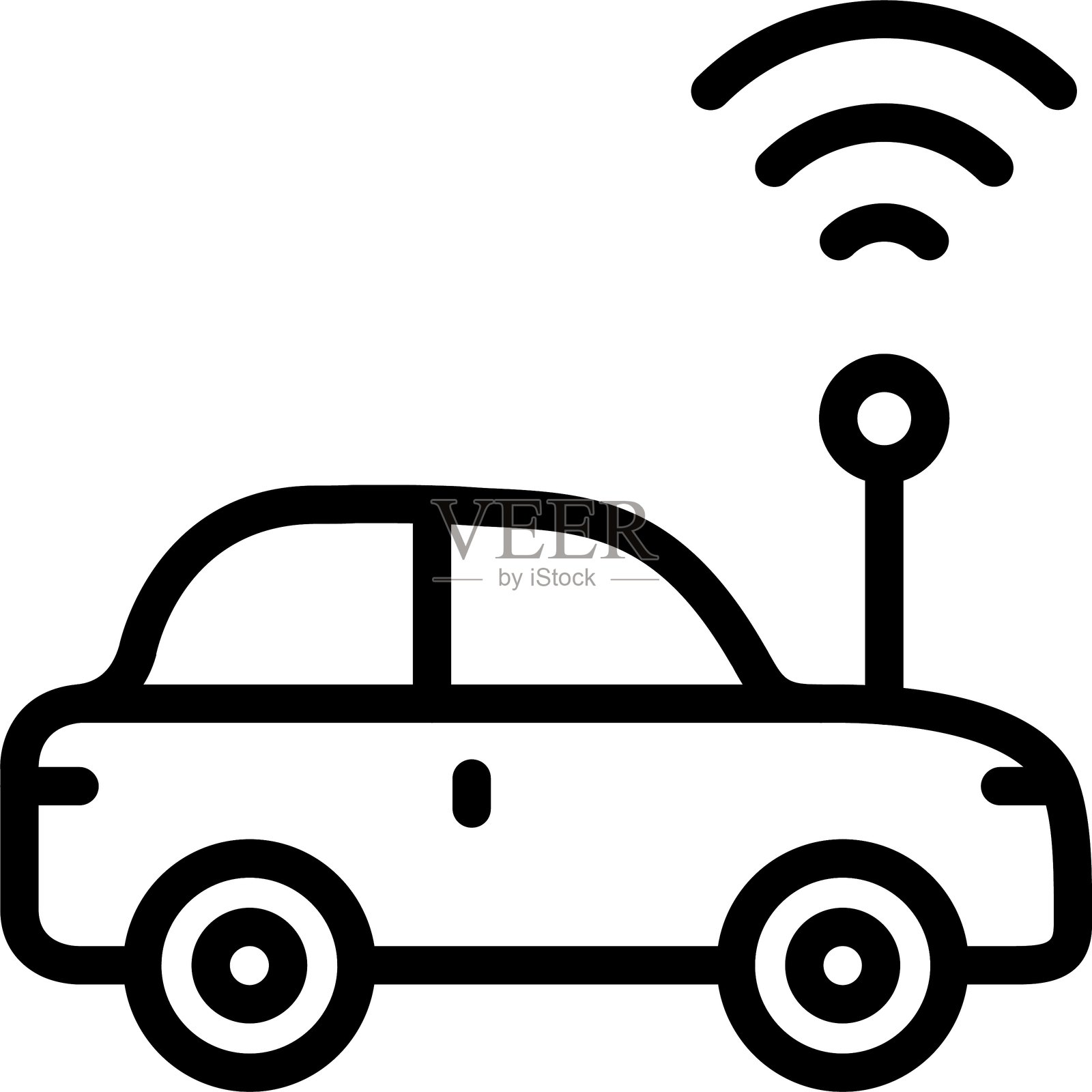 智能汽车线性风格图标设计插画图片素材