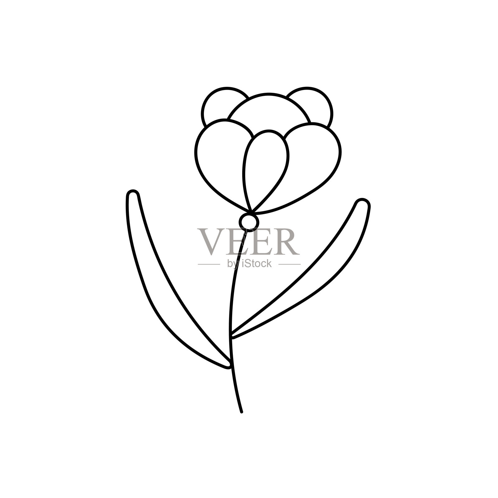 极简黑白花卉线条艺术插画图片素材