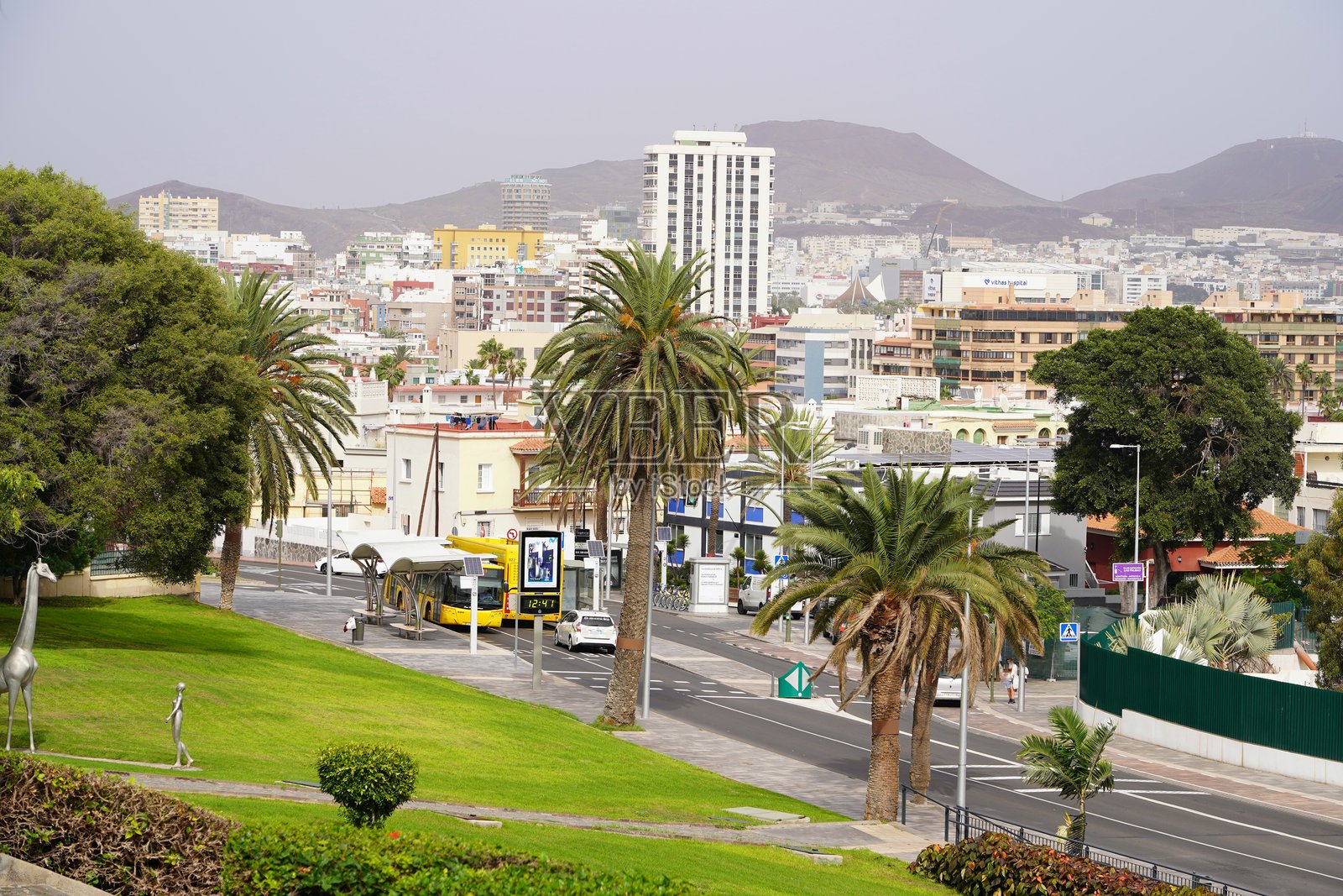 拉斯帕尔马斯街道,加纳利群岛。拉斯帕尔马斯街道的各种照片。一座有棕榈树的城市。照片摄影图片