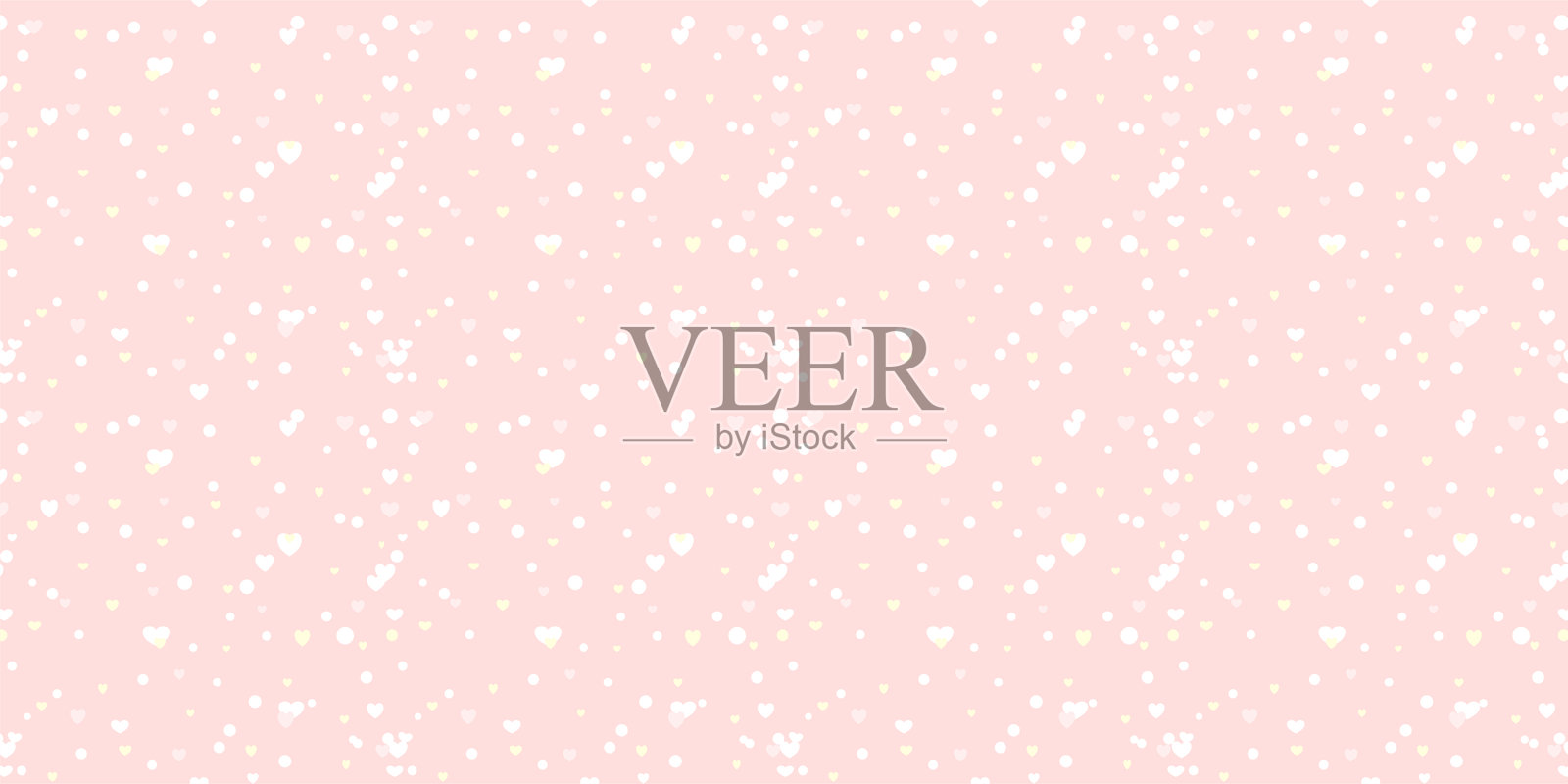 粉色背景上的白色心形无缝图案。心形主题。插画图片素材