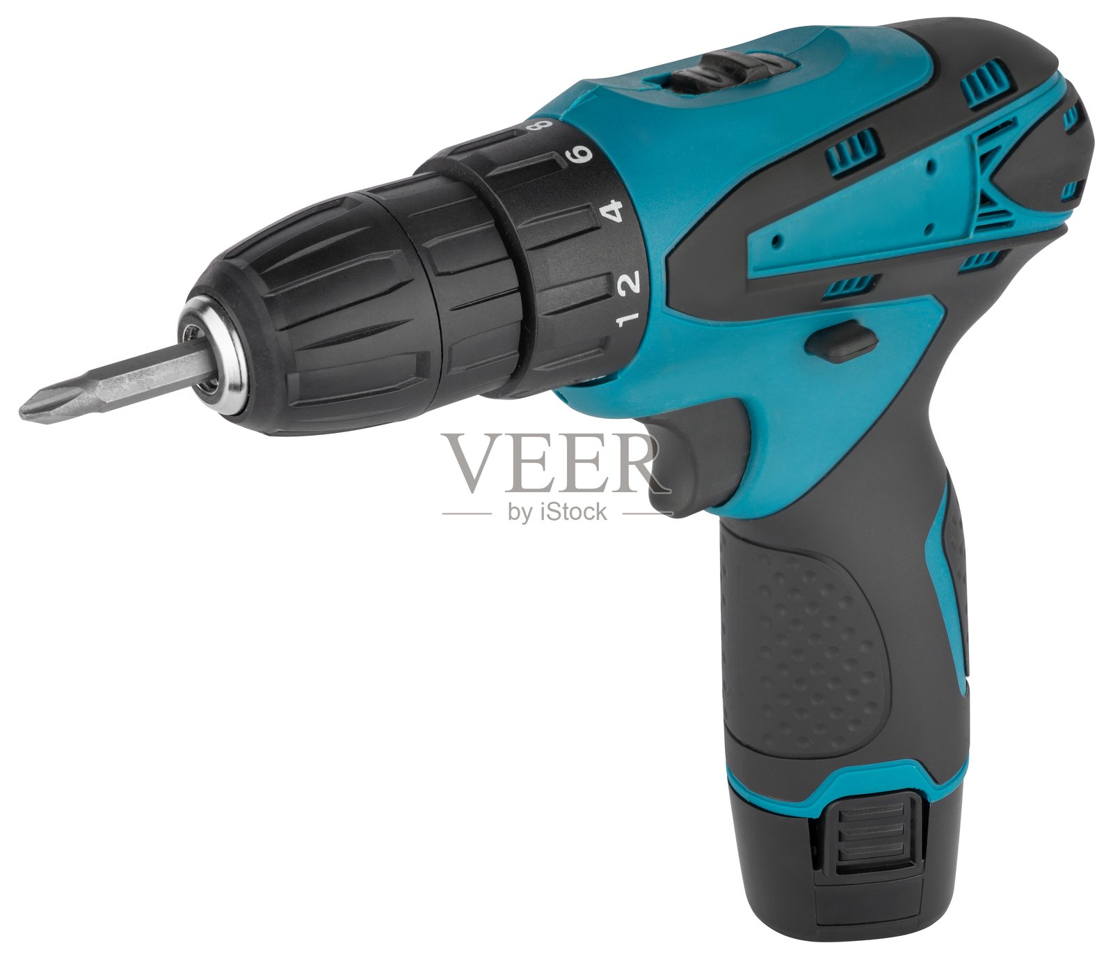 手持无线螺丝刀正在拧紧螺丝,适用于家具组装。照片摄影图片