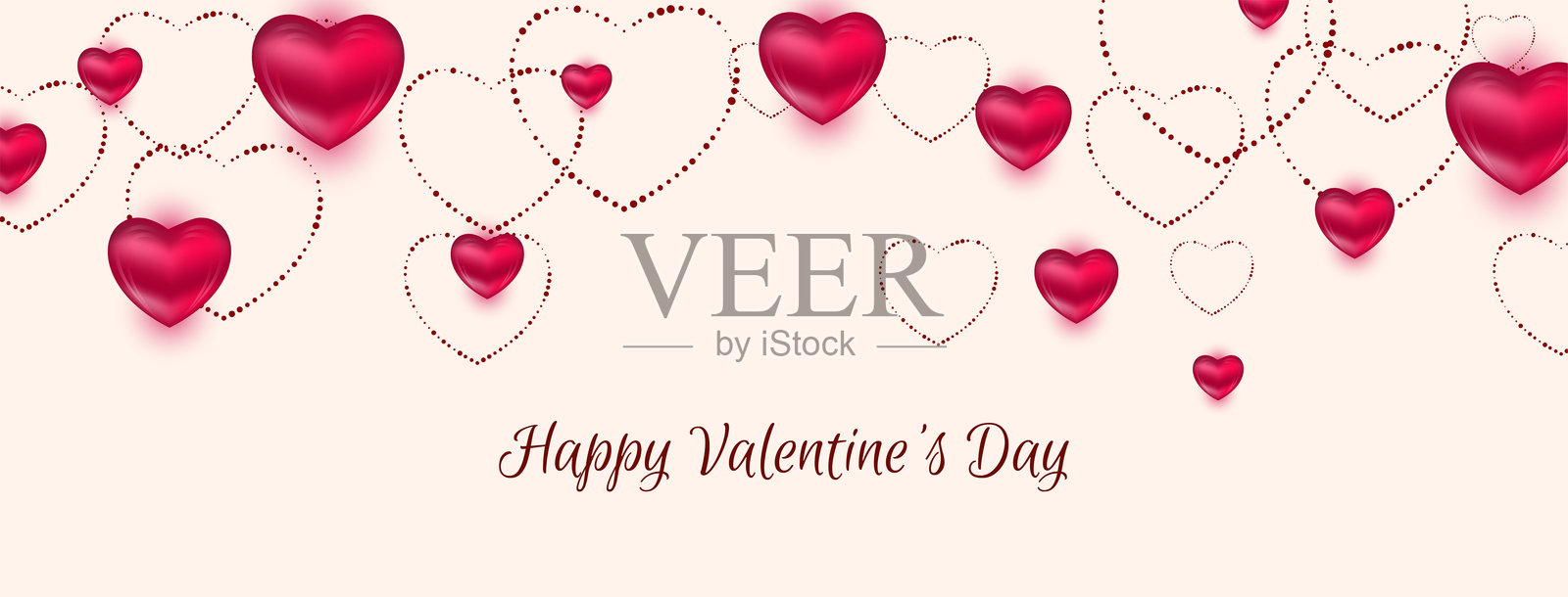 情人节快乐装饰风格的爱情横幅设计插画图片素材