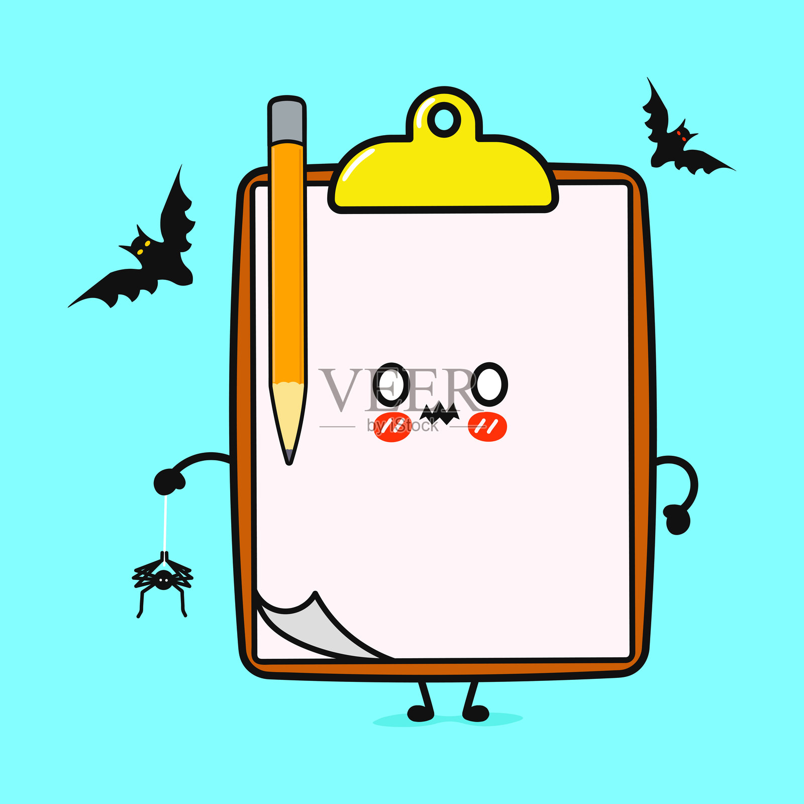 可怕的剪贴板幽灵卡通角色,适合万圣节装饰和设计插画图片素材