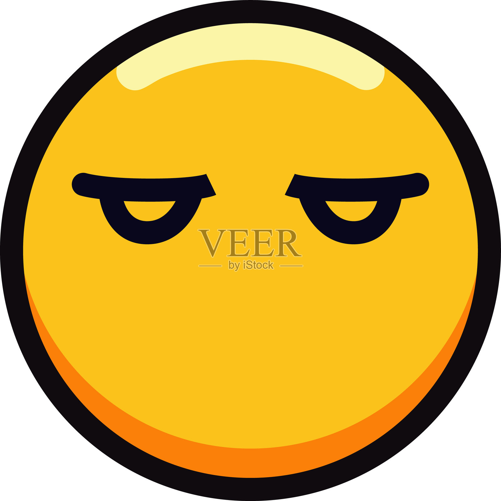 带有怀疑和可疑表情的黄色表情符号。插画图片素材