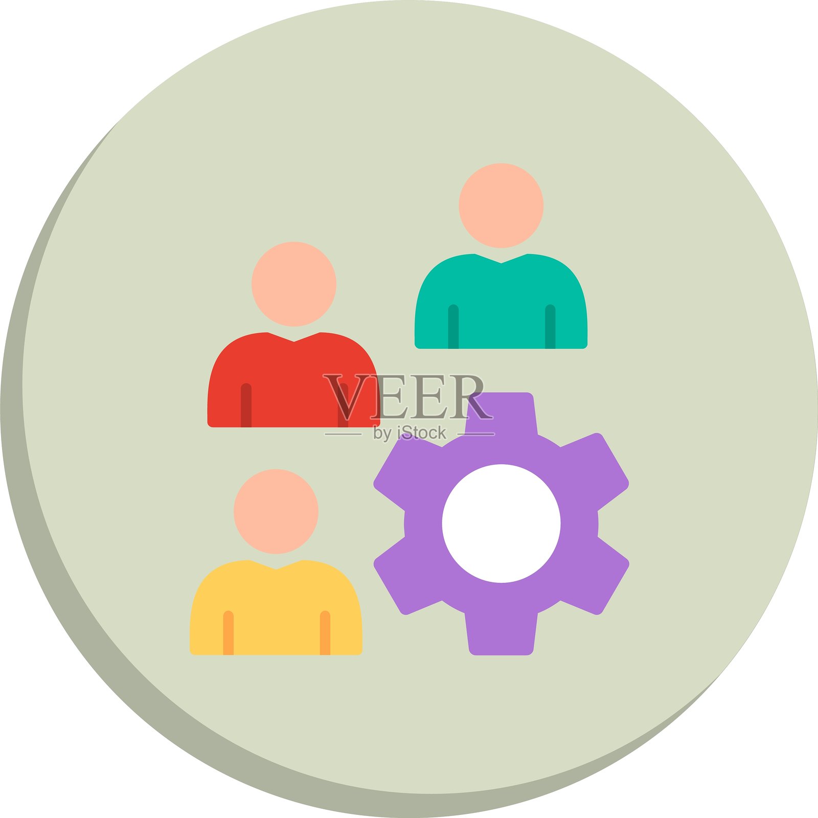 人物扁平圆形图标设计插画图片素材