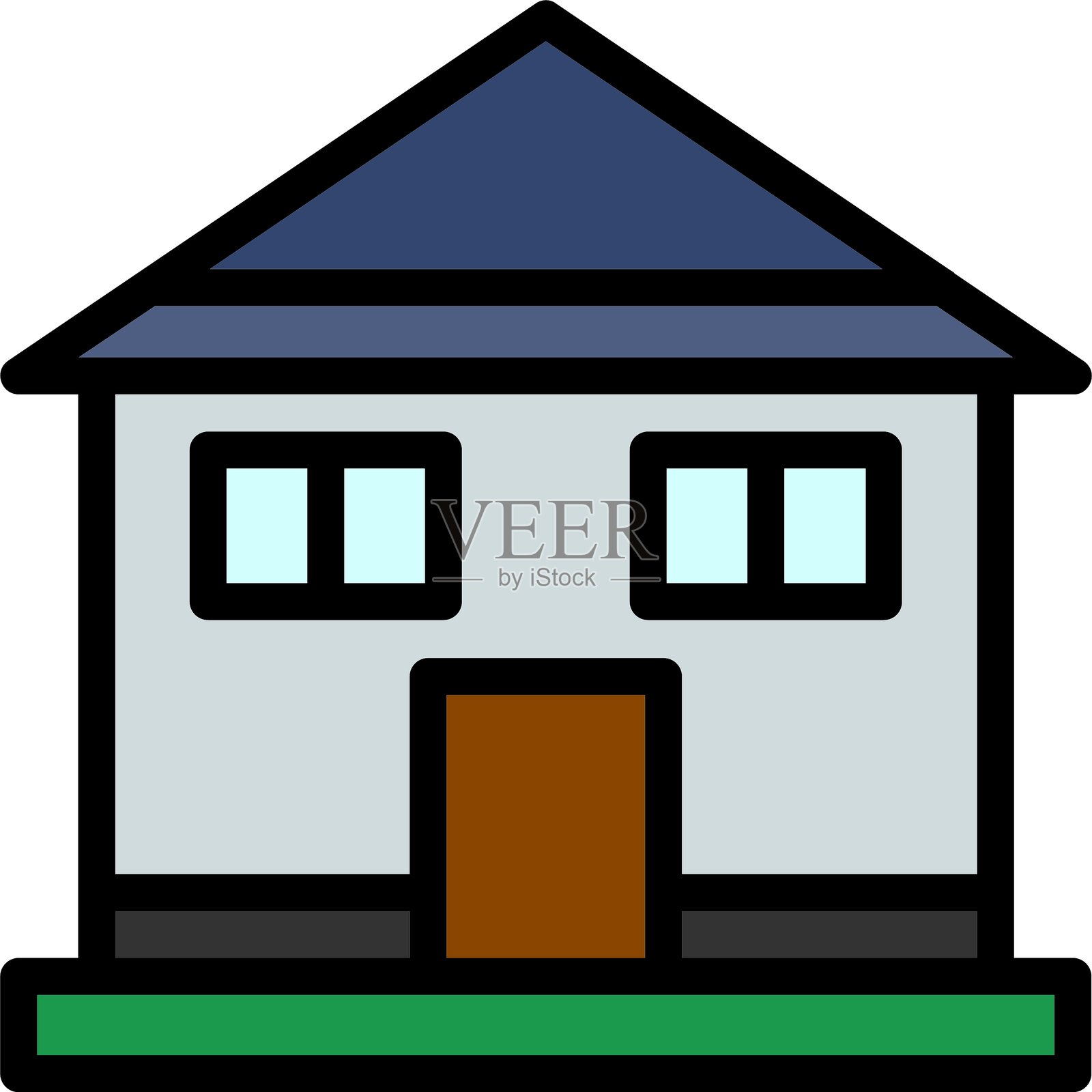 家居线条填充风格图标设计插画图片素材