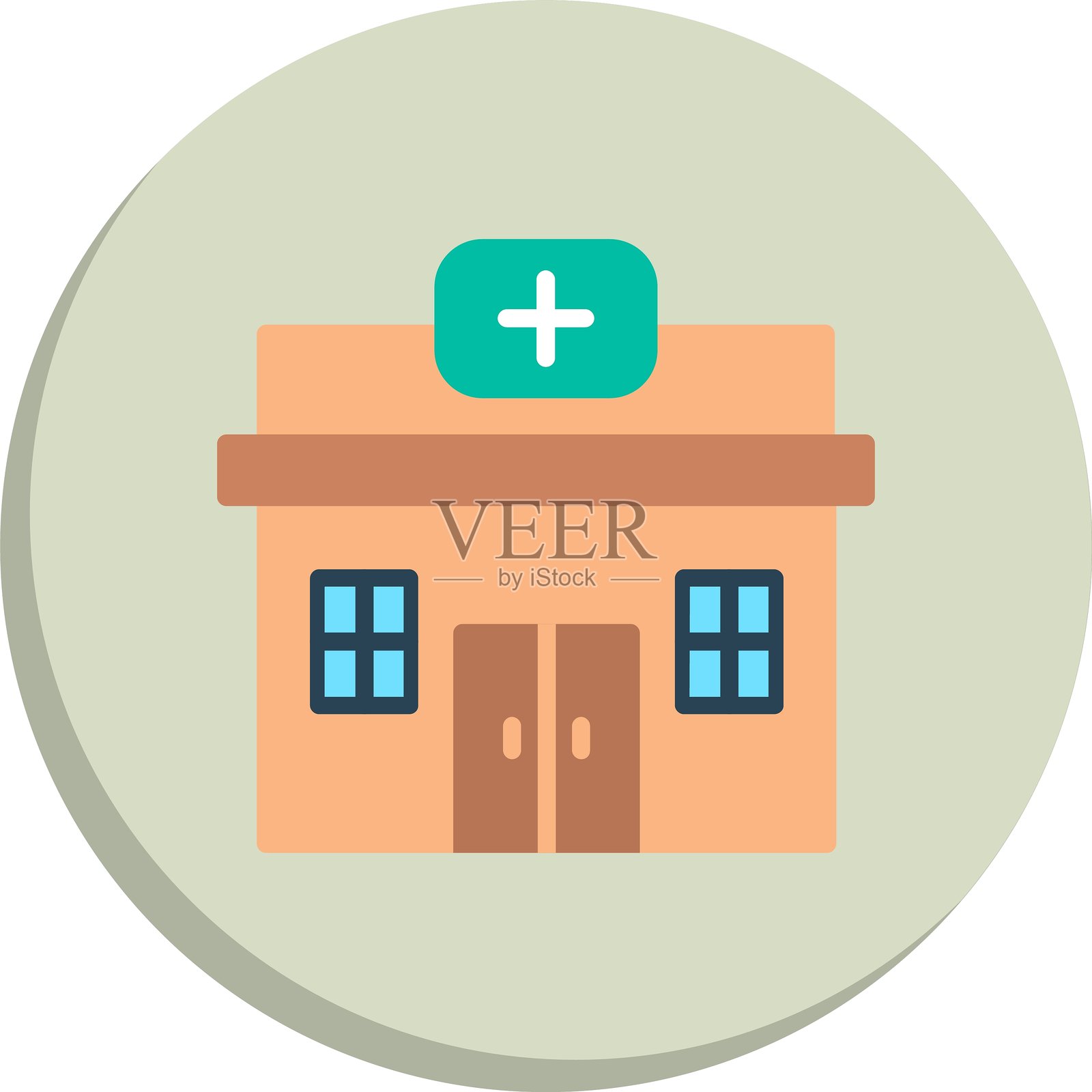 药房扁平圆形图标设计插画图片素材