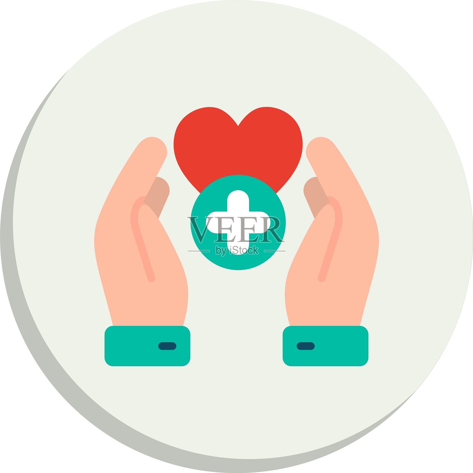 医疗保健扁平圆形图标设计插画图片素材