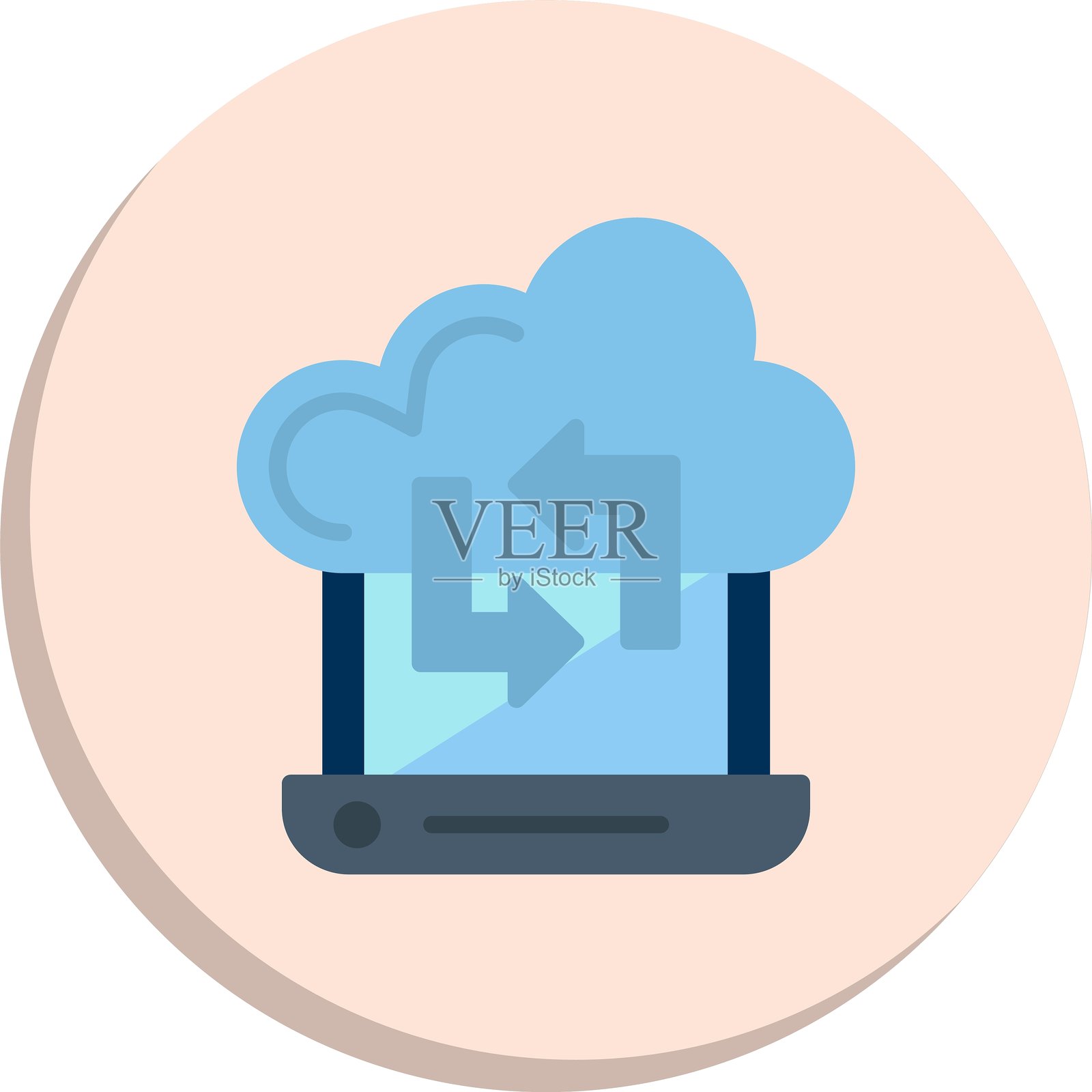 同步扁平圆形图标设计插画图片素材