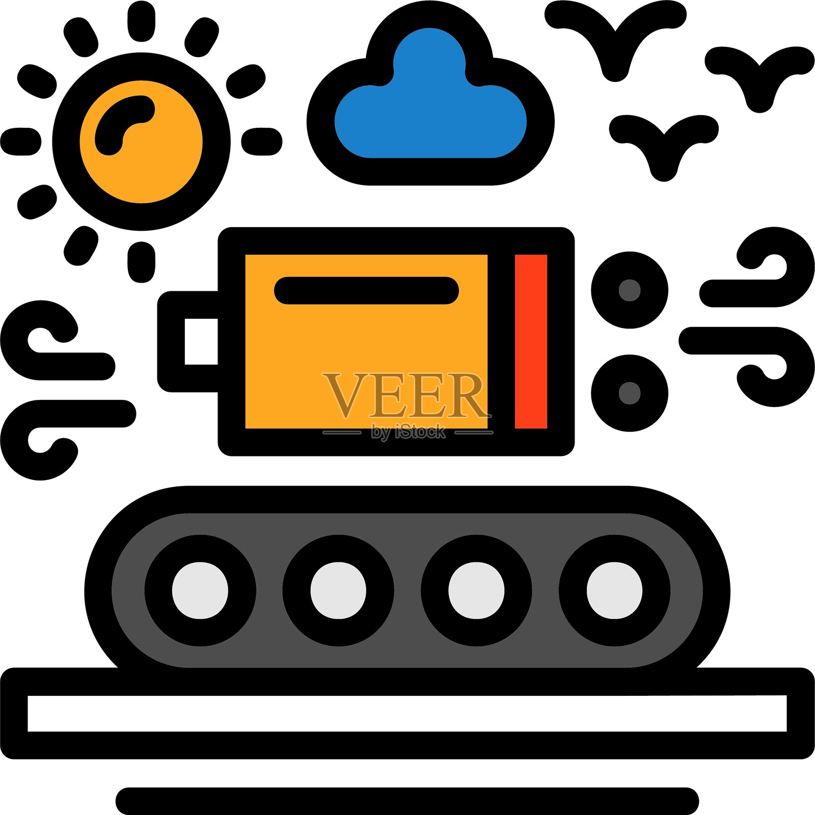 行李领取排队填充风格图标设计插画图片素材