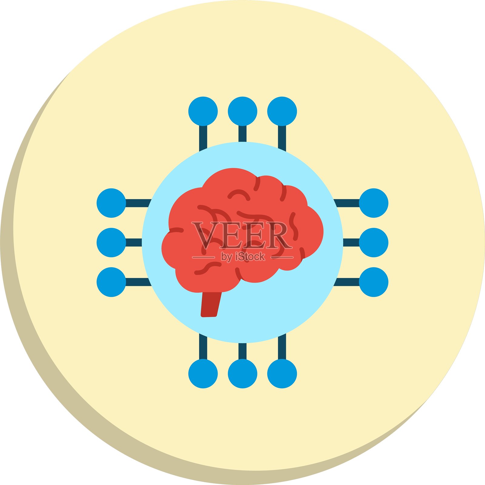 神经影像学扁平圆形图标设计插画图片素材