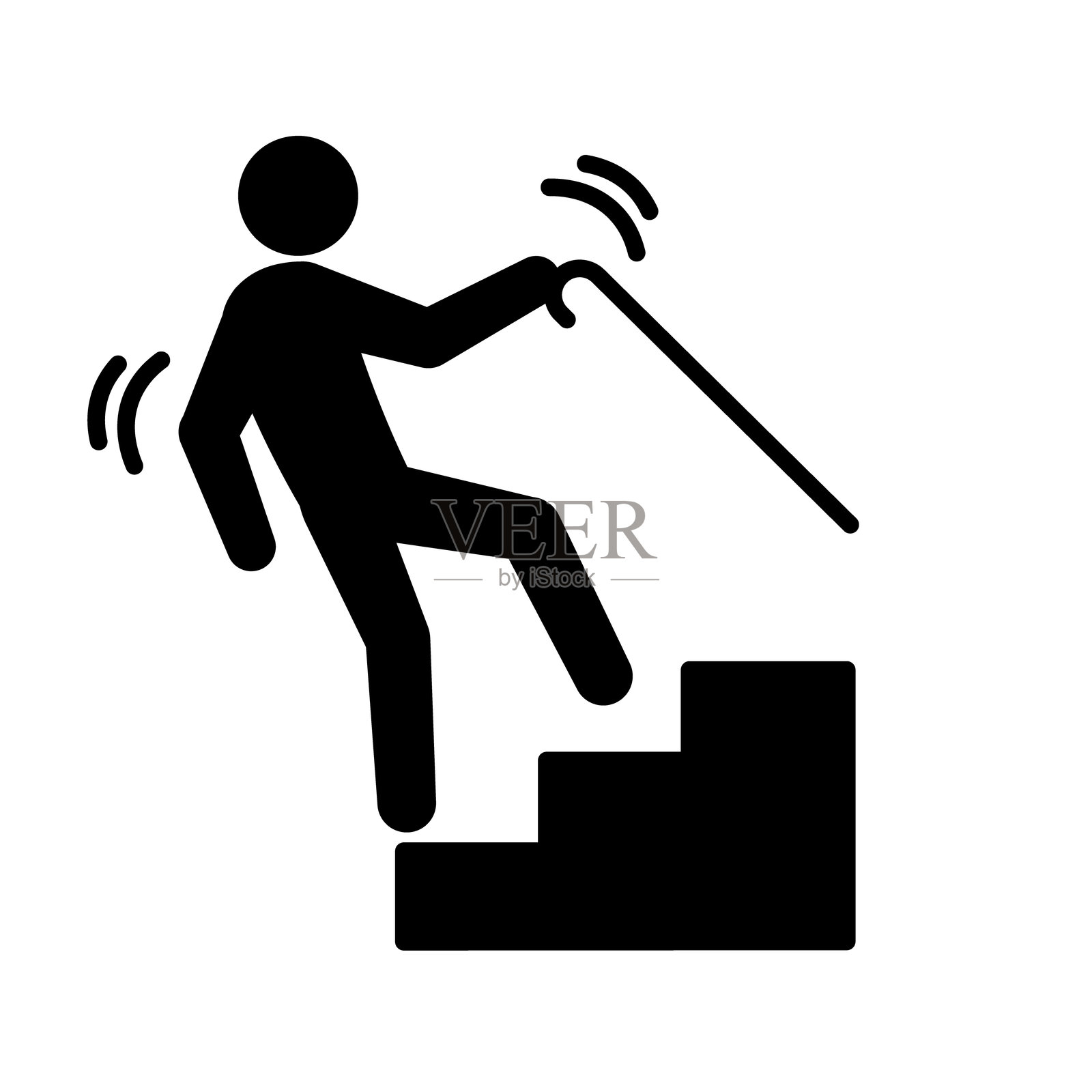 老年人摔倒的火柴人图标插画图片素材