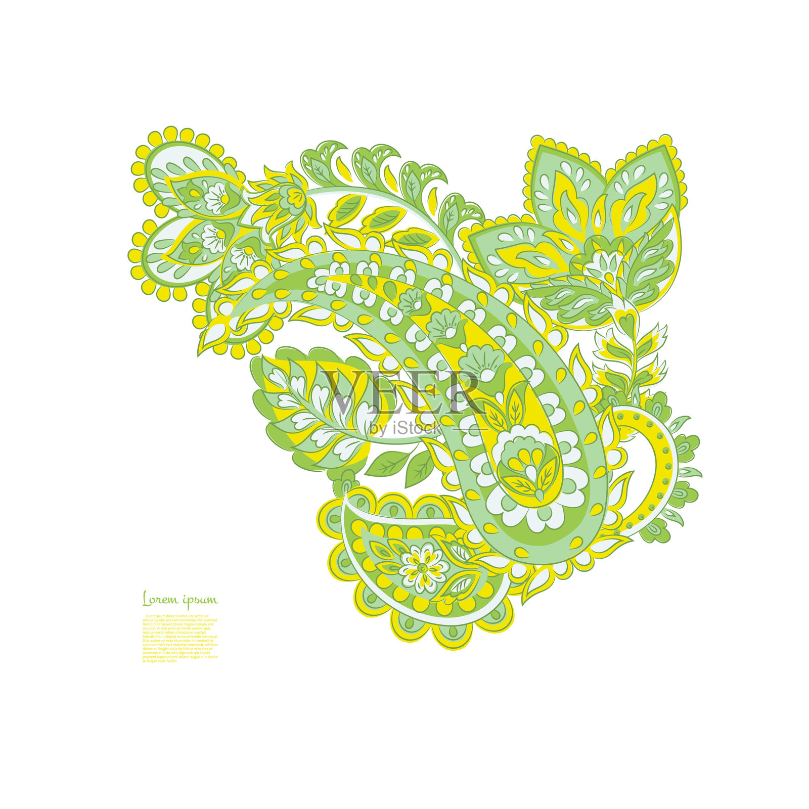 佩斯利矢量孤立图案。花卉复古插图插画图片素材